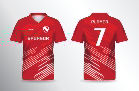 red abstract lines background and pattern for sport jersey mockup template vector
