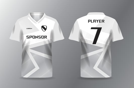 simple abstract white and grayscale sport jersey for football and soccer shirt template vector
