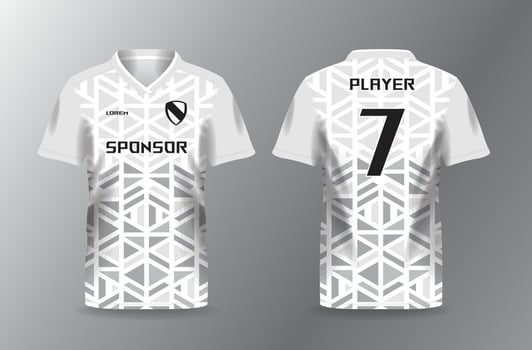 white and grayscale sport jersey for football and soccer shirt template vector