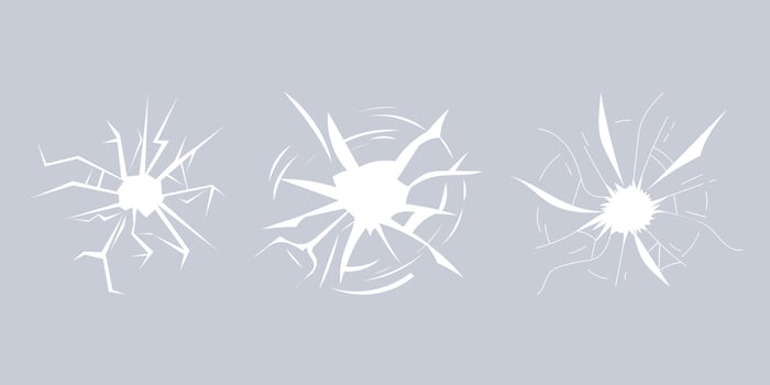 Set of broken glass cracks showing damage effect vector