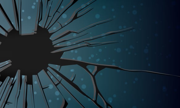 Blue wall surface with crack black hole. vector