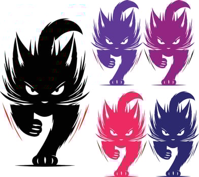 Angry cat attack or jumping clip art design. vector