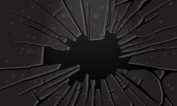dark wall surface with crack black hole. vector