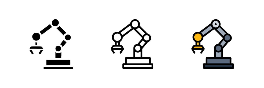 Industrial mechanical robot arm icon vector