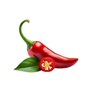 Fresh Red chili with slice and leaf on transparent background png