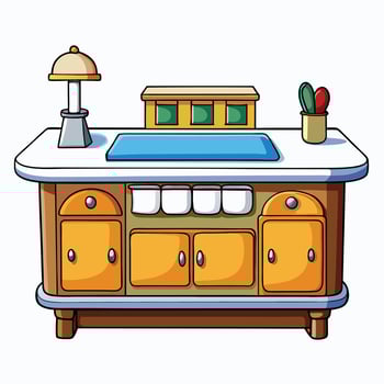kitchen island white background. vector