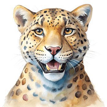 Watercolor hand drawn Leopard smiling png