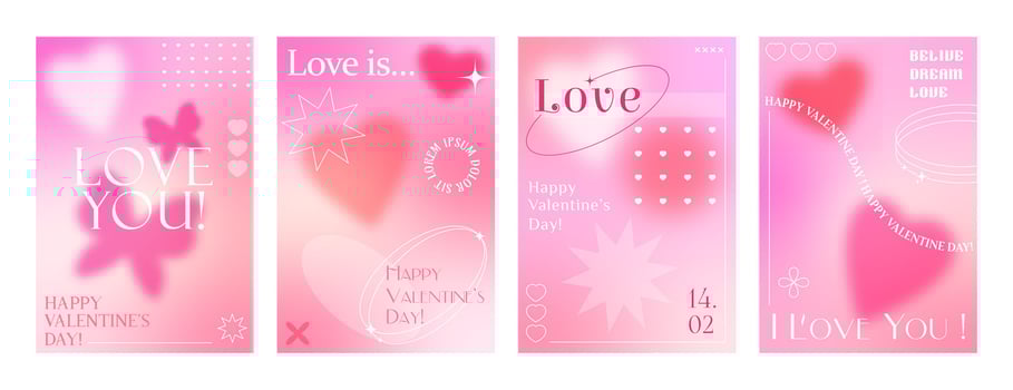 Valentines day y2k gradient aesthetic posters vector