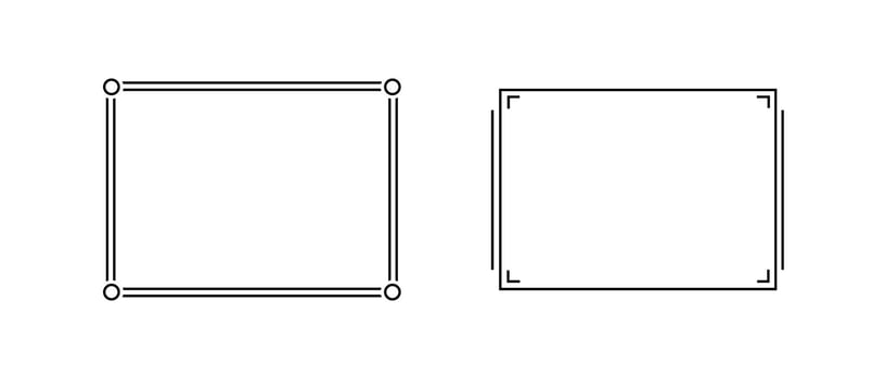 Sleek black outline frames for stylish decoration. Minimalist frames perfect for exhibitions vector