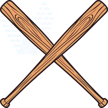 Crossed Baseball Bats Color vector