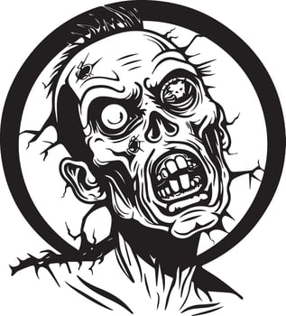 Scary Zombie Face Silhouette Halloween for Design Projects vector