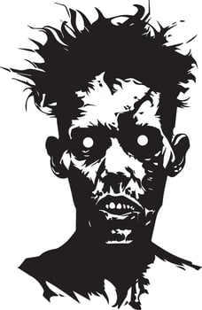 Zombie Face Silhouette Icon for Halloween Black Illustration vector