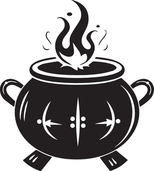 Black Silhouette Witchs Cauldron Icon Ideal for Halloween Decorations vector