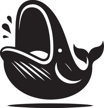 Black sea whale in isolated white background. vector