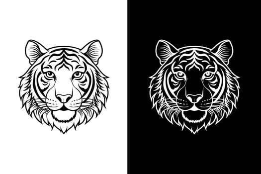 Modern Tiger Head Logo. Minimalist Icon Illustration vector