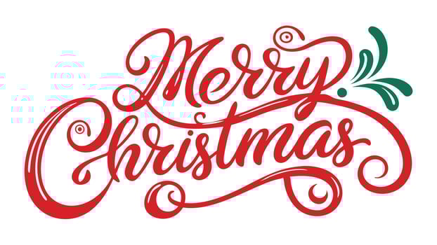 Colorful and festive Merry Christmas greeting design featuring playful cursive lettering with swirls and dots, perfect for holiday cards or decorations showcasing holiday cheer vector