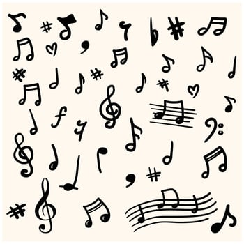 Music notes on a background cream vector