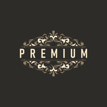 luxury simple line ornament decoration logo design with vintage retro illustration templet vector
