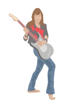 A woman playing guitar flat design illustration. vector