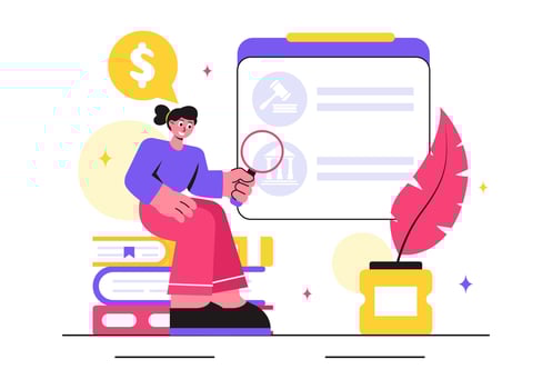 Law Office Services Illustration with Attorney, Legal Advice, and Judgement Symbols vector