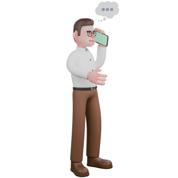 Sociologist Character 3D. A male sociologist stands with his left hand holding a cellphone and extending his right hand forward Illustrated Male Demographer png
