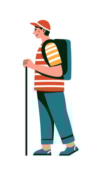 Male hiker with a backpack illustration vector
