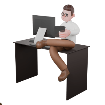 Sociologist Male Professional. A male sociologist sits on his desk with his left hand holding a tablet. 3D Societal Illustrated png