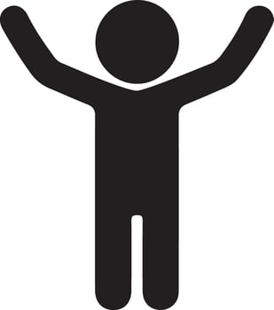 a black and white silhouette of a person with arms up vector