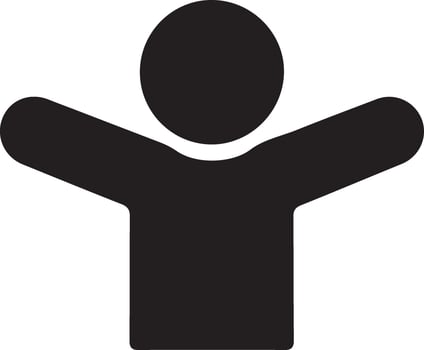 a black silhouette of a person with arms outstretched vector