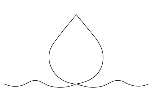 Fluid one line water drop drawing for design projects vector