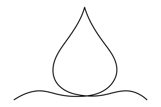 Minimalist water drop single line drawing illustration vector