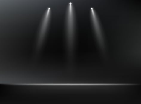 Black Spotlight Background With Dark Background. Space for selling products on the website. Empty room with spotlight effect. illustration. vector