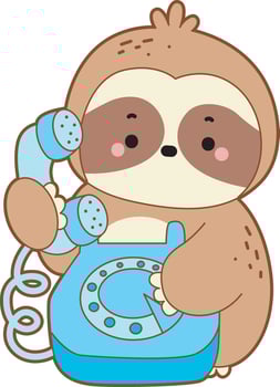 A sloth calling someone in the telephone. Cute sloth icon. Funny baby sloth animal series stock illustration. Slow life of fluffy sloth designs. vector