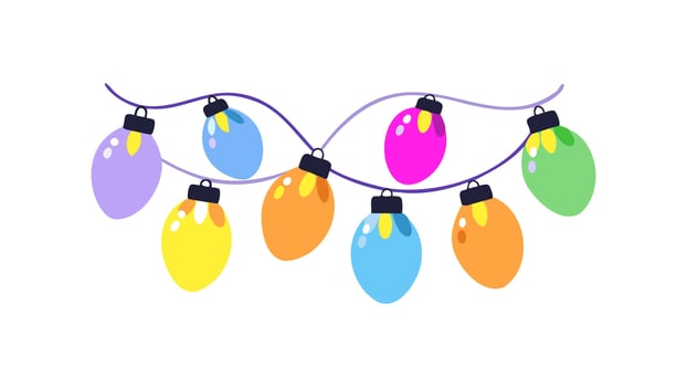 Festive string of colorful christmas lights for holiday decorating vector