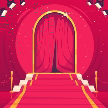 Hand drawn flat red carpet composition vector