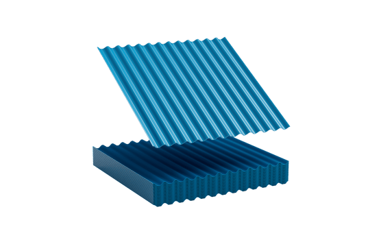 3d Sea Blue Metallic Stacks Of Corrugated Galvanised Iron For Roof Sheets 3d Illustration png