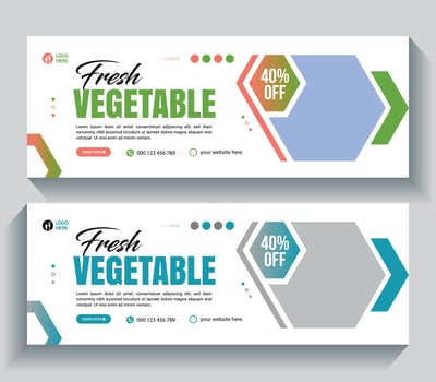 Grocery food vegetable sale promotional facebook cover or web banner template vector