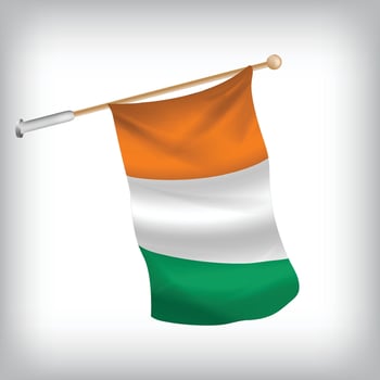 Realistic illustration of Cote d'ivoire flags waving on the wall. The set is in the collection vector