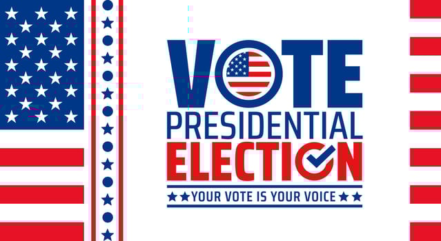 USA 2024 Presidential Election background or banner design with American flag. use to Election event banner, card, poster, background. USA Vote or Election 2024. Political election campaign banner. vector