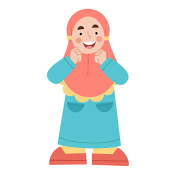 Illustration of excited little hijab girl png