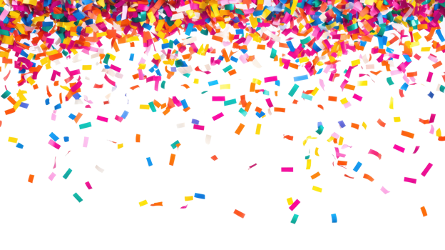 many colorful confetti isolated on transparent background png