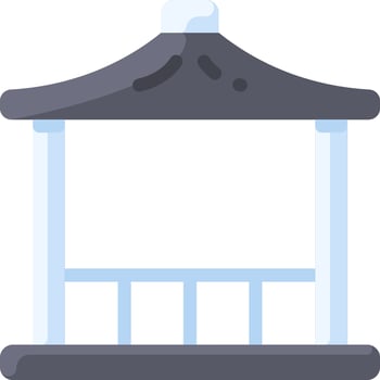 A gazebo with a roof on a white background vector