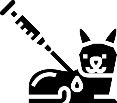 A black and white illustration of a dog with a syringe vector