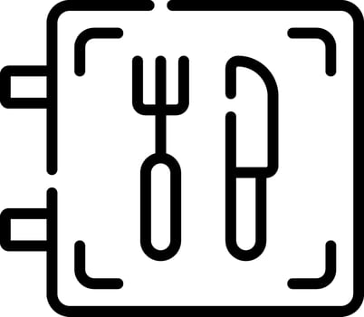 A black and white icon of a knife and fork vector