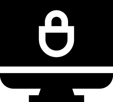 A black and white image of a computer monitor with a padlock vector