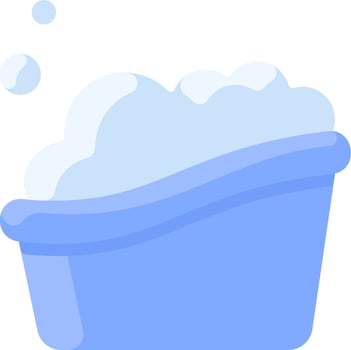 A blue tub with soap and bubbles vector