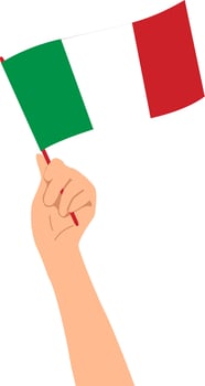 Hand holding the national flag of Italy. vector