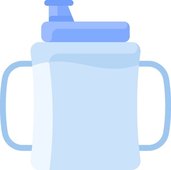 A blue plastic water bottle with a handle vector