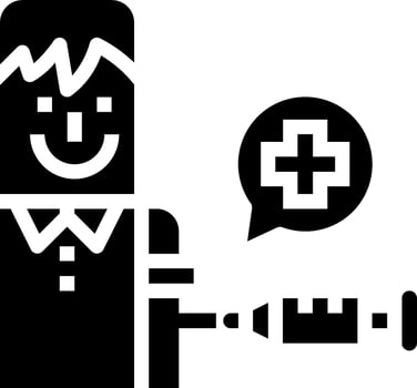 A black and white icon of a man holding a syringe vector