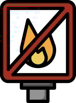 A no fire sign with a flame in the middle vector